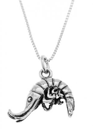STERLING SILVER CRAW-FISH / SHRIMP CHARM WITH 16 inch BOX CHAIN NECKLACE