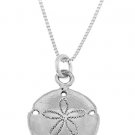 STERLING SILVER SAND DOLLAR / SAND-DOLLAR CHARM WITH 16 INCH BOX CHAIN NECKLACE