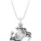 STERLING SILVER SEA / LAND CRAB WITH 16 inch BOX CHAIN NECKLACE