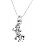 STERLING SILVER GECKO LIZARD / DESERT LIZARD CHARM WITH 16 inch BOX CHAIN NECKLACE