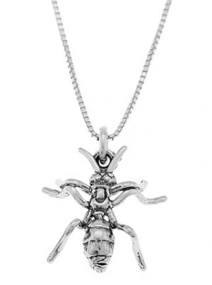 STERLING SILVER INSECT ANT CHARM WITH 16 INCH BOX CHAIN NECKLACE
