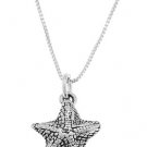 STERLING SILVER OCEAN'S STARFISH CHARM WITH 16 inch BOX CHAIN NECKLACE