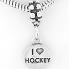 STERLING SILVER DANGLING I LOVE HOCKEY EUROPEAN BEAD
