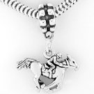 STERLING SILVER DANGLING HORSE & JOCKEY EUROPEAN BEAD