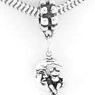 STERLING SILVER DANGLING FROG SITTING ON MOON EUROPEAN BEAD