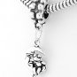 STERLING SILVER DANGLING FROG SITTING ON MOON EUROPEAN BEAD
