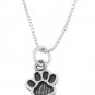 STERLING SILVER ANIMAL PAW PRINT / DOG PAW CHARM WITH 16 inch BOX CHAIN NECKLACE