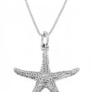 STERLING SILVER NAUTICAL STARFISH / OCEAN STARFISH CHARM WITH 16 inch BOX CHAIN NECKLACE
