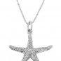 STERLING SILVER NAUTICAL STARFISH / OCEAN STARFISH CHARM WITH 16 inch BOX CHAIN NECKLACE