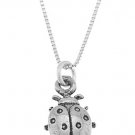 STERLING SILVER LUCKY LADYBUG / LADY BUG CHARM WITH 16 inch BOX CHAIN NECKLACE