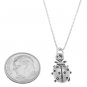 STERLING SILVER LUCKY LADYBUG / LADY BUG CHARM WITH 16 inch BOX CHAIN NECKLACE