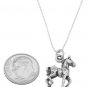 STERLING SILVER WALKING HORSE / PRANCING HORSE CHARM WITH 16 inch BOX CHAIN NECKLACE