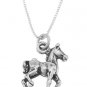 STERLING SILVER WALKING HORSE / PRANCING HORSE CHARM WITH 16 inch BOX CHAIN NECKLACE