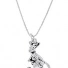 STERLING SILVER KANGAROO WITH JOEY IN POCKET CHARM WITH 16 inch BOX CHAIN NECKLACE