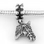 STERLING SILVER DANGLE HORSE HEAD EUROPEAN BEAD