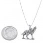 STERLING SILVER WOLF / COYOTE HOWLING AT THE MOON CHARM WITH 16 inch BOX CHAIN NECKLACE