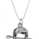 STERLING SILVER EQUESTRIAN HORSE BACK RIDING TOOLS CHARM WITH 16 inch BOX CHAIN NECKLACE
