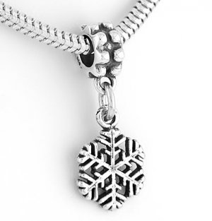 STERLING SILVER DANGLE SNOWFLAKE EUROPEAN  BEAD