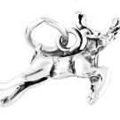 STERLING SILVER FLYING REINDEER CHARM/PENDANT