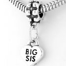 STERLING SILVER DANGLE BIG SIS HEART EUROPEAN BEAD