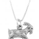 STERLING SILVER LIVESTOCK FARMER'S GOAT CHARM WITH 16 inch BOX CHAIN NECKLACE