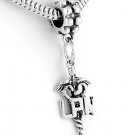 STERLING SILVER DANGLE LPN CADUCEUS EUROPEAN BEAD