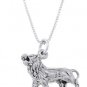 STERLING SILVER FEROCIOUS STRONG LION CHARM WITH 16 inch BOX CHAIN NECKLACE