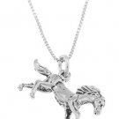 STERLING SILVER BABY PONY /GALLOPING HORSE CHARM WITH 16 inch BOX CHAIN NECKLACE