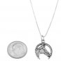 STERLING SILVER HORSE HEAD INSIDE THE HORSESHOE CHARM WITH 16 inch BOX CHAIN NECKLACE