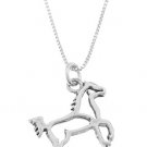 STERLING SILVER BODY FRAME OF HORSE CHARM WITH 16 inch BOX CHAIN NECKLACE