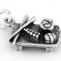STERLING SILVER JAPANESE SUSHI PLATE WITH CHOPSTICK CHARM
