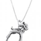 STERLING SILVER BABY DEER / FAWN CHARM WITH 16 inch BOX CHAIN NECKLACE
