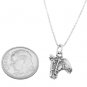 STERLING SILVER DOUBLE SIDED HORSE HEAD CHARM WITH 16 inch BOX CHAIN NECKLACE