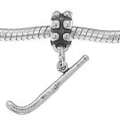 STERLING SILVER DANGLING HOCKEY STICK EUROPEAN BEAD