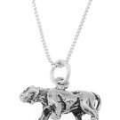 STERLING SILVER PROWLING PANTHER CHARM WITH 18 inch BOX CHAIN NECKLACE