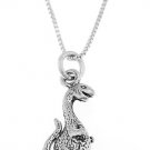 STERLING SILVER DINOSAUR / DINO CHARM WITH 16 inch BOX CHAIN NECKLACE