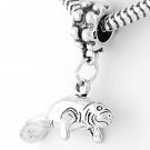 STERLING SILVER DANGLING 3D MANATEE EUROPEAN BEAD