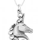 STERLING SILVER MYSTICAL UNICORN HEAD CHARM WITH 16 inch BOX CHAIN NECKLACE