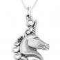 STERLING SILVER MYSTICAL UNICORN HEAD CHARM WITH 16 inch BOX CHAIN NECKLACE