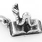 STERLING SILVER 3D OPEN BOOK & BOOKWORM CHARM/PENDANT