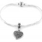 STERLING SILVER DANGLE XOXO HEART HUGS & KISSES EUROPEAN BEAD