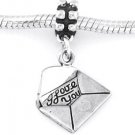 STERLING SILVER DANGLE LOVER'S LOVE LETTER EUROPEAN BEAD