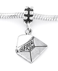 STERLING SILVER DANGLE LOVER'S LOVE LETTER EUROPEAN BEAD