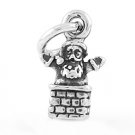 STERLING SILVER SANTA GOING DOWN A CHIMNEY CHARM/PENDANT