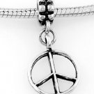 STERLING SILVER DANGLING PEACE SIGN EUROPEAN BEAD