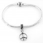 STERLING SILVER DANGLING PEACE SIGN EUROPEAN BEAD