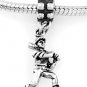 STERLING SILVER DANGLE BOY BASEBALL PLAYER BATTING EUROPEAN BEAD
