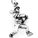 STERLING SILVER MALE BASEBALL PLAYER BAT CHARM/PENDANT