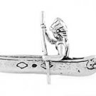 STERLING SILVER INDIAN IN A CANOE CHARM/PENDANT