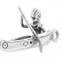 STERLING SILVER INDIAN IN A CANOE CHARM/PENDANT